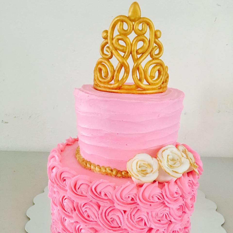 Custom 2 tier princess cake with custom crown topper 